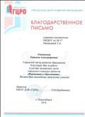 Благодарственное письмо МКОУ ДОВ "ГЦРО" города Новосибирска, 2014г.